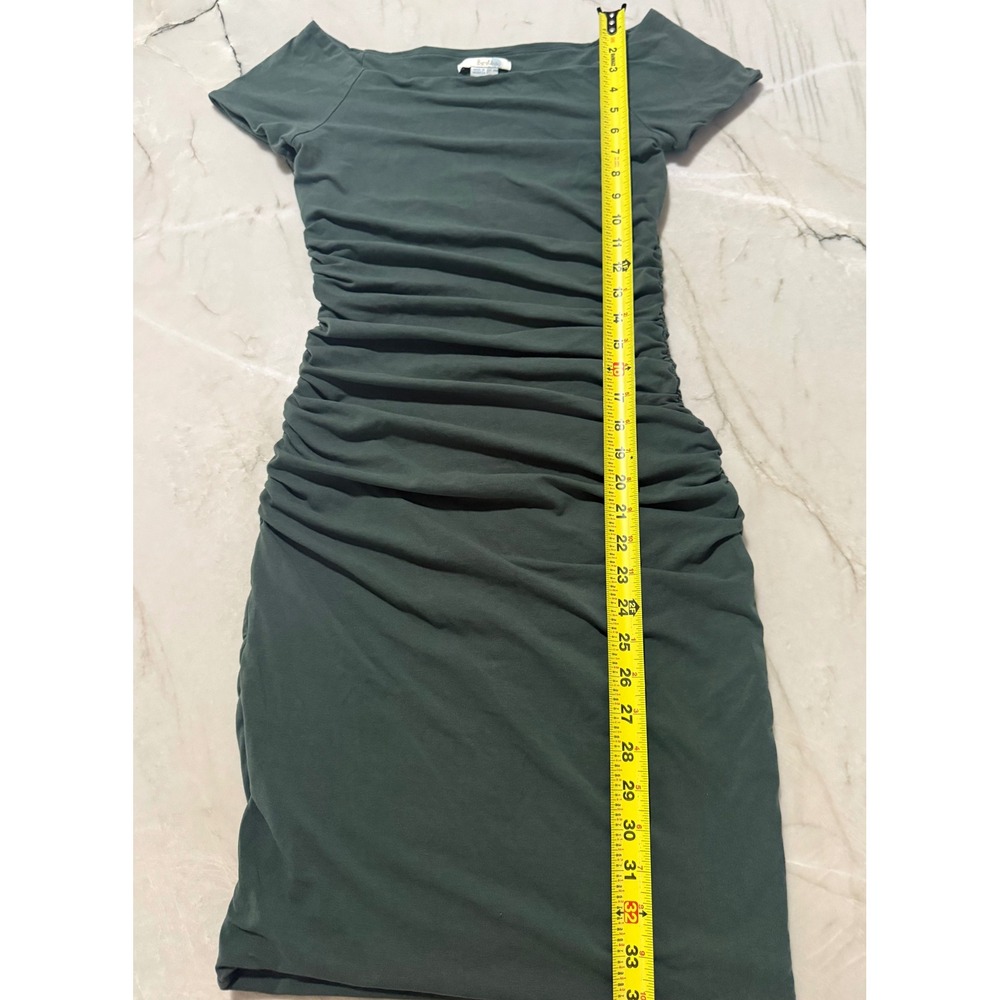 Boden Green Ruched Bodycon Dress Short Sleeve Boat Neck WW065 Size US 4R - Picture 4 of 8